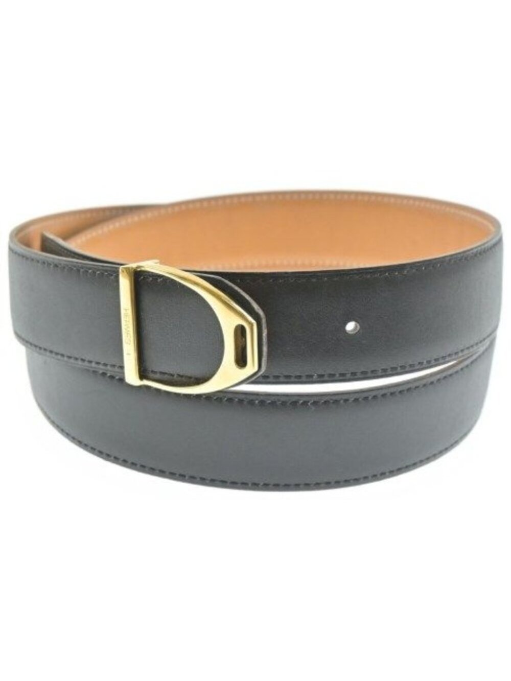 Hermes Etrier Leather Belt Box Calf Gold